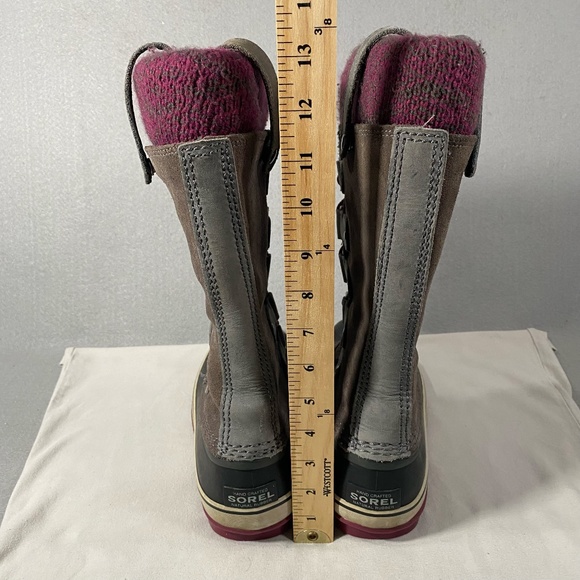 Sorel Joan of Arctic Knit Waterproof Tall Winter Snow Boots Gray Womens Size 6.5 - Picture 7 of 10